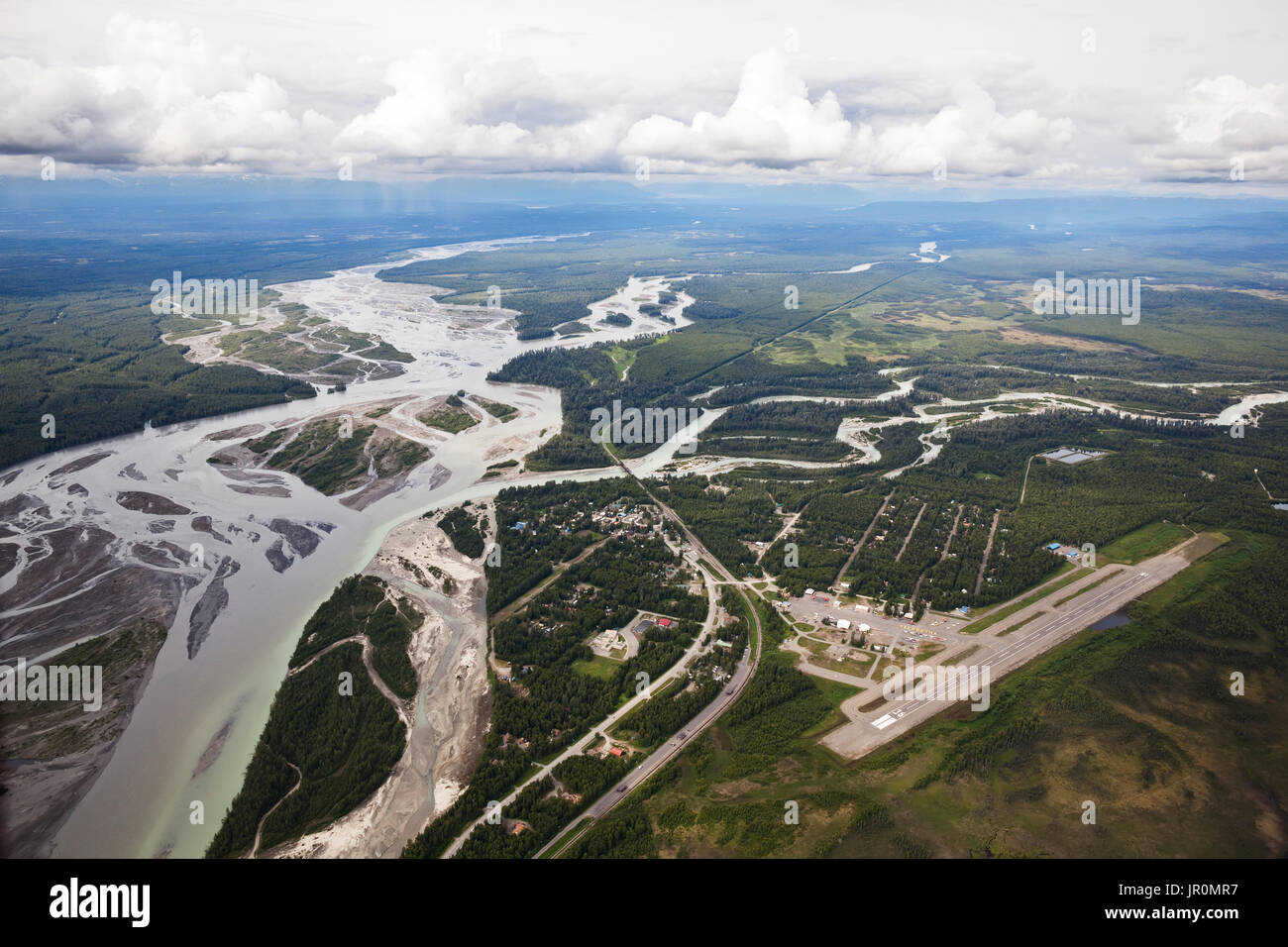 Aerial View Of The Talkeetna River And Landscape; Alaska, United States