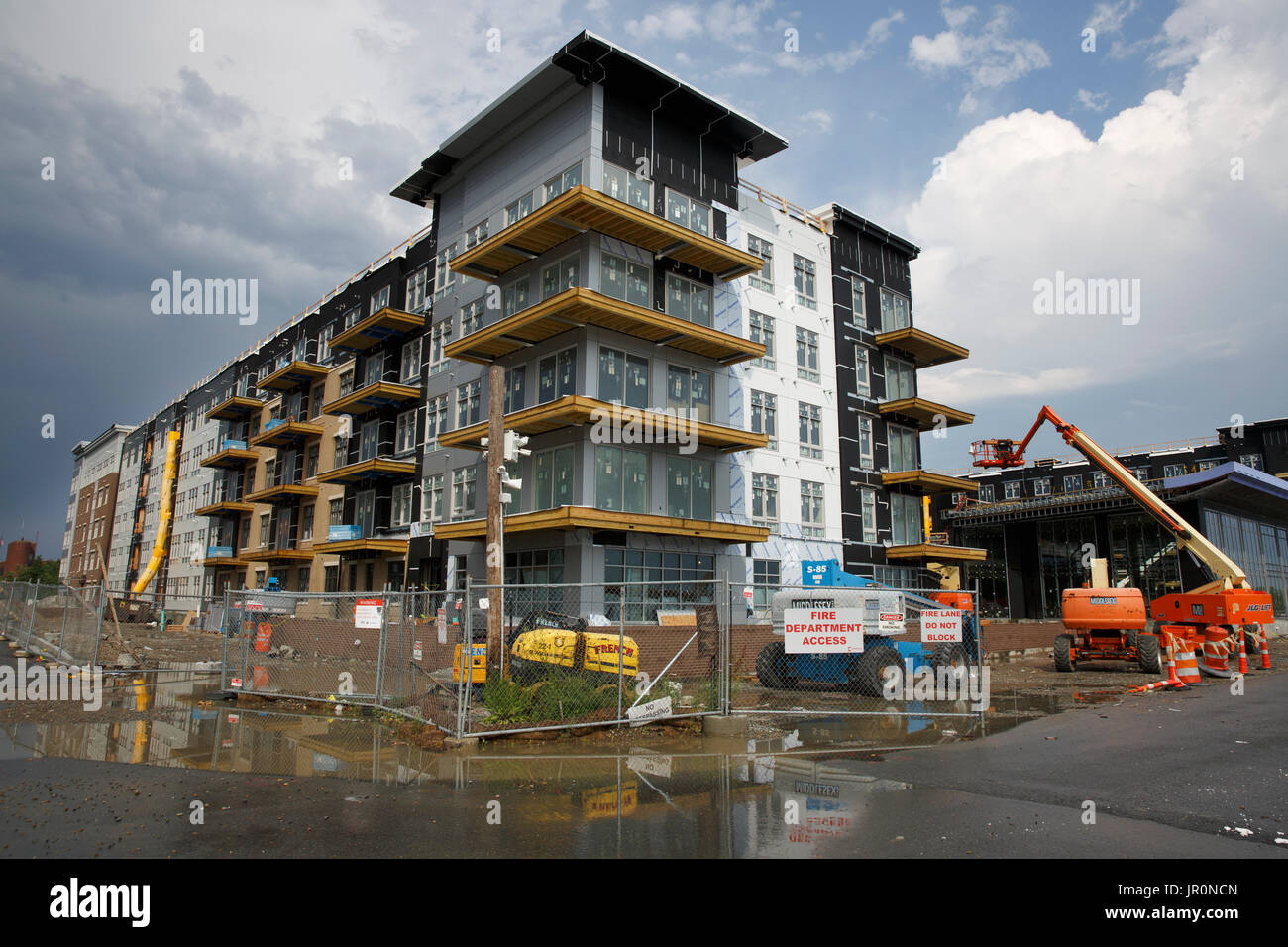 New residential construction apartment building East Boston waterfront Stock Photo