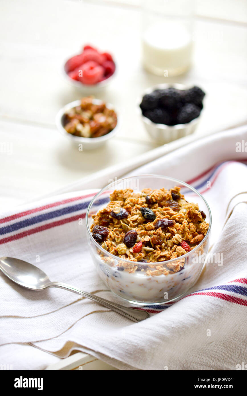 Granola, breakfast food, granola and berries Stock Photo