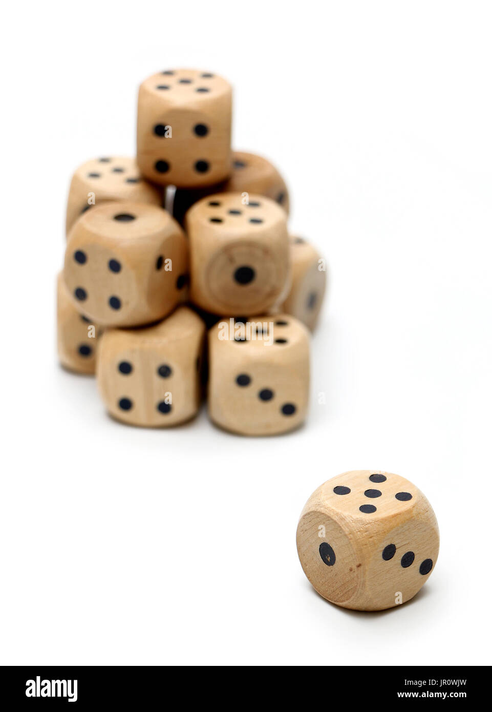 Wooden dice on a white background Stock Photo - Alamy