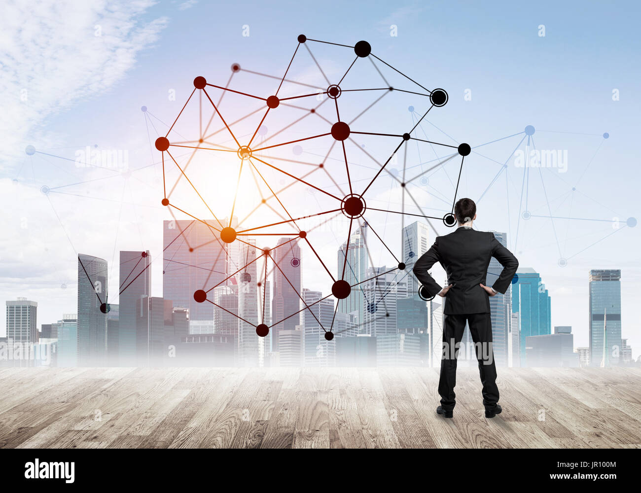 International business networking and social connection against modern ...
