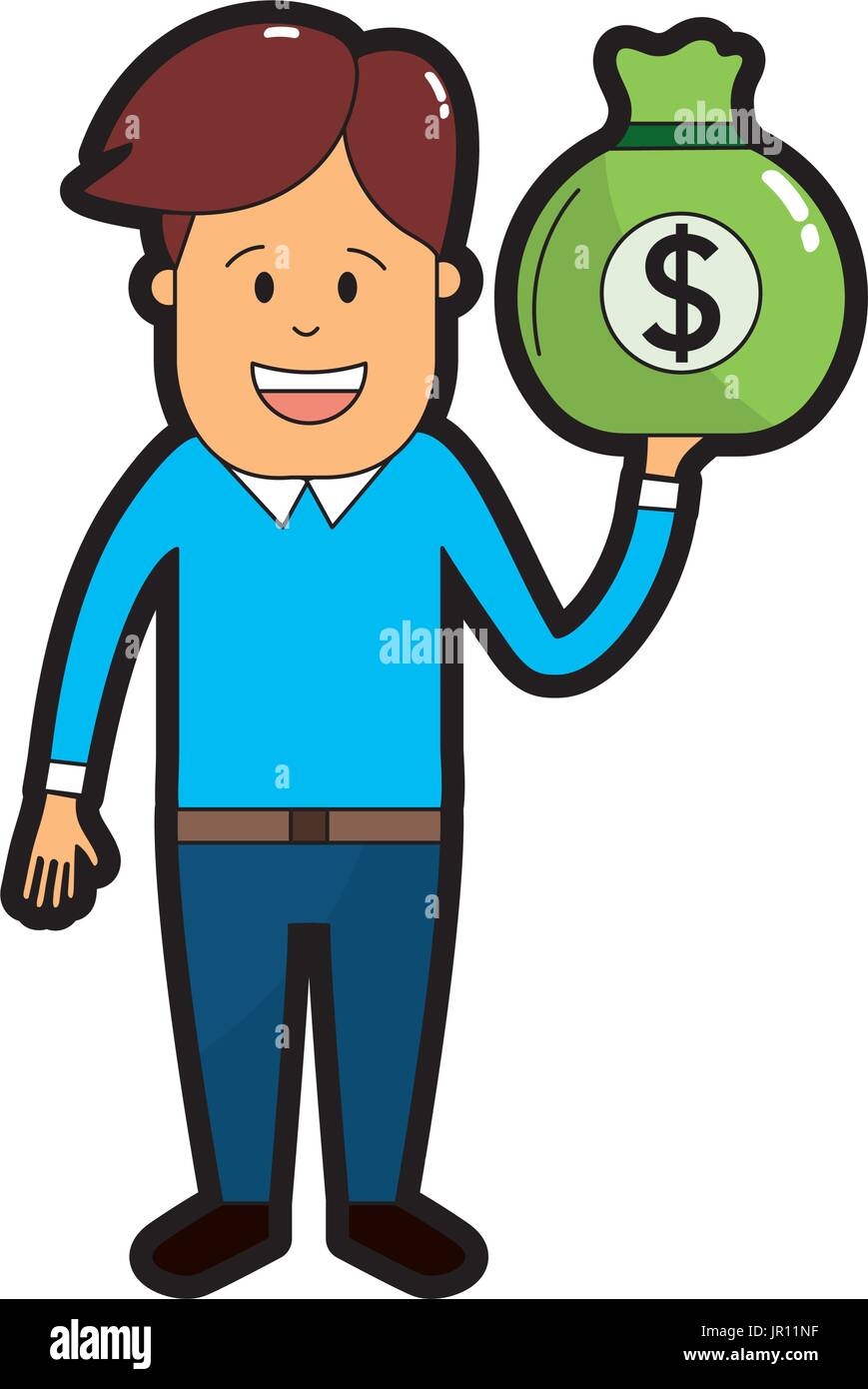man with bag cash money in the hand Stock Vector Image & Art - Alamy