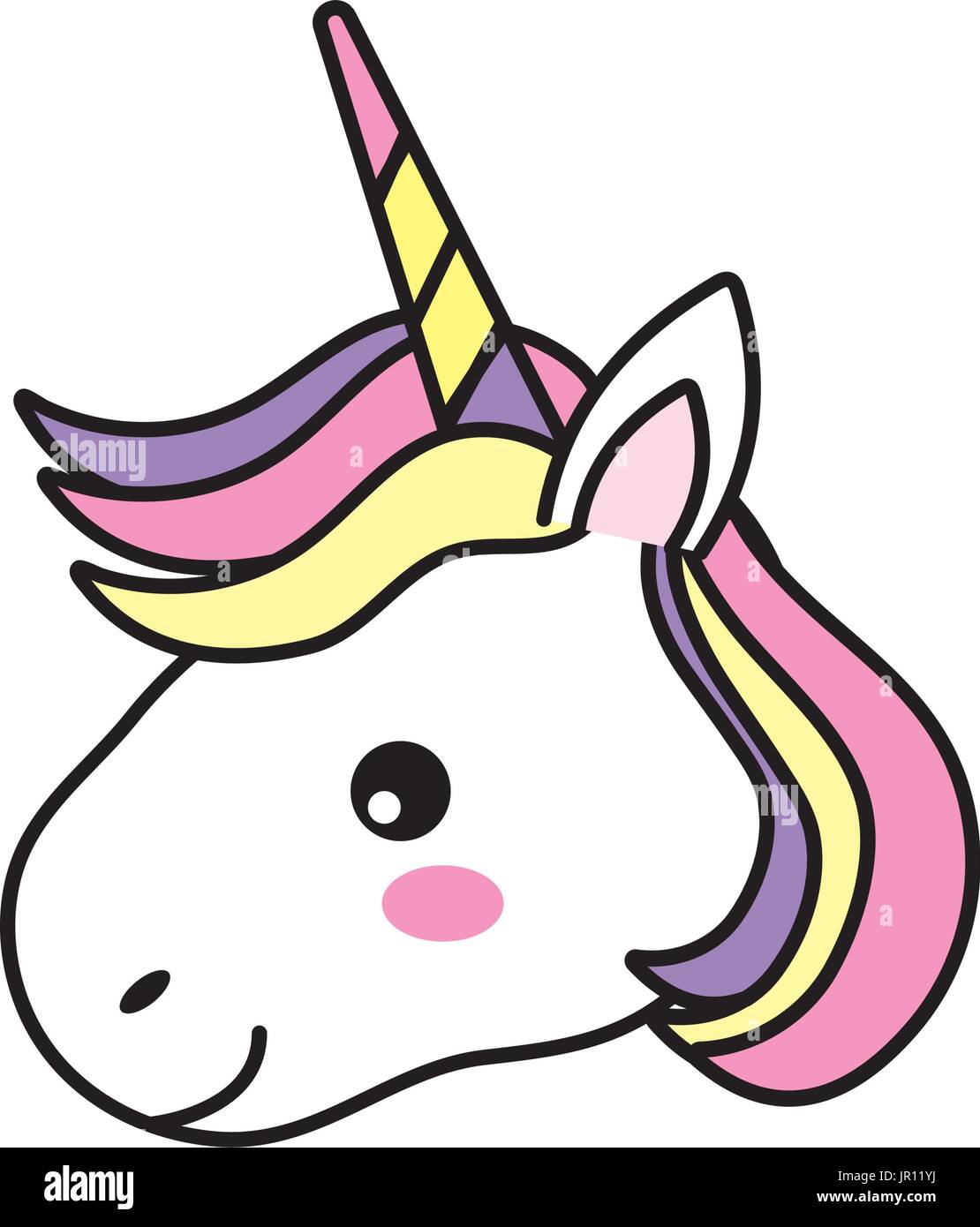 cute unicorn head with horn and hairstyle Stock Vector Image & Art Alamy