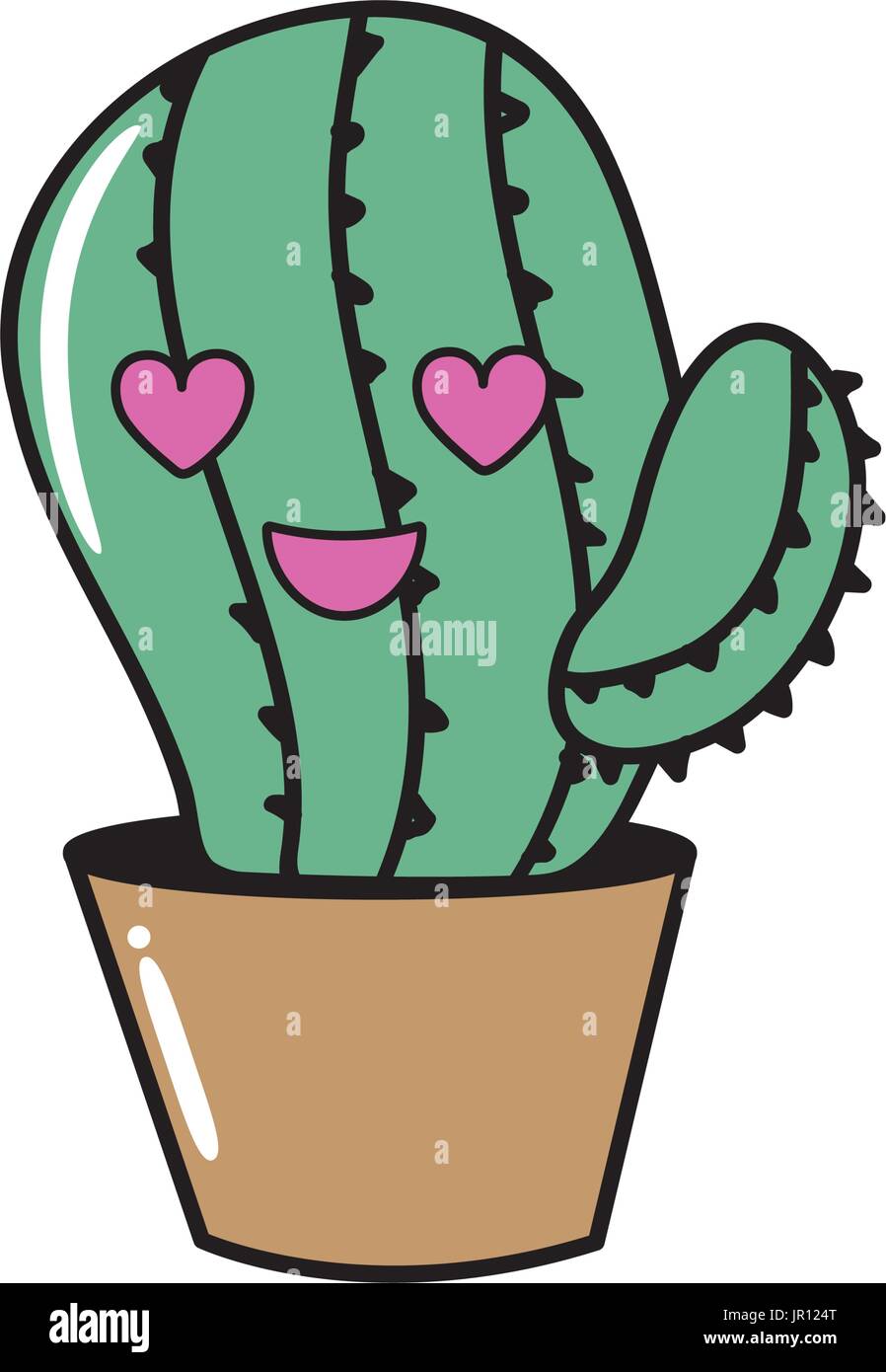 kawaii cute in love cactus plant Stock Vector Image & Art - Alamy