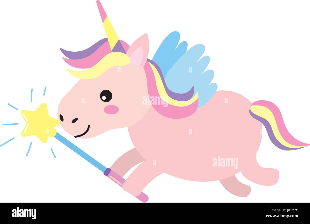 beauty unicorn with wings and magic wand Stock Vector Image & Art - Alamy