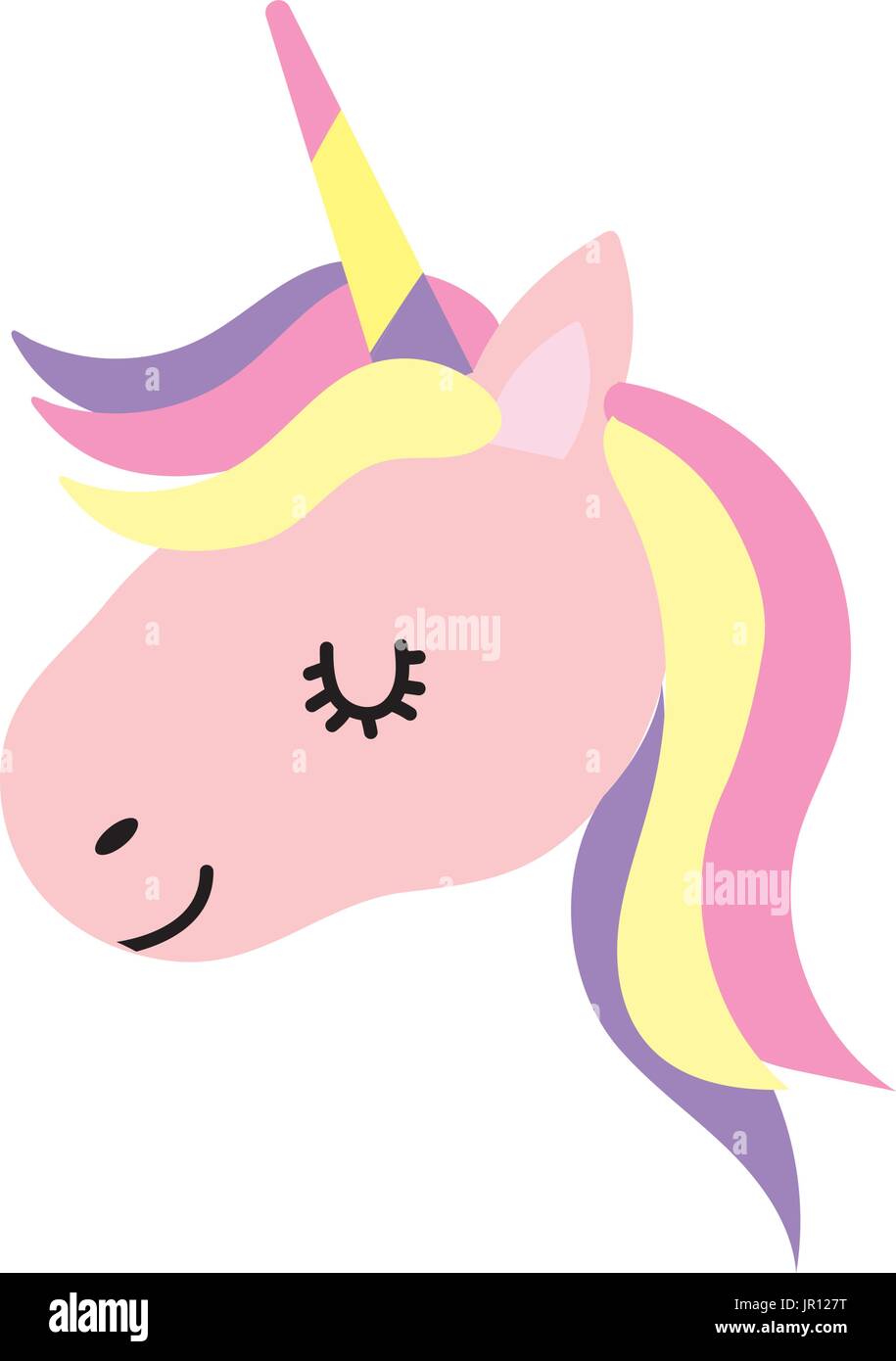 cute unicorn head with horn and hairstyle Stock Vector Image & Art Alamy