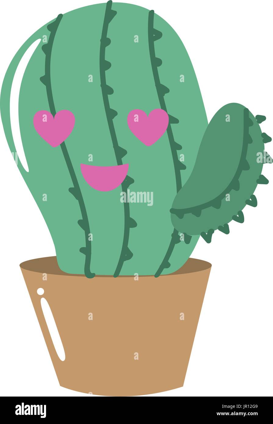 kawaii cute in love cactus plant Stock Vector Image & Art - Alamy