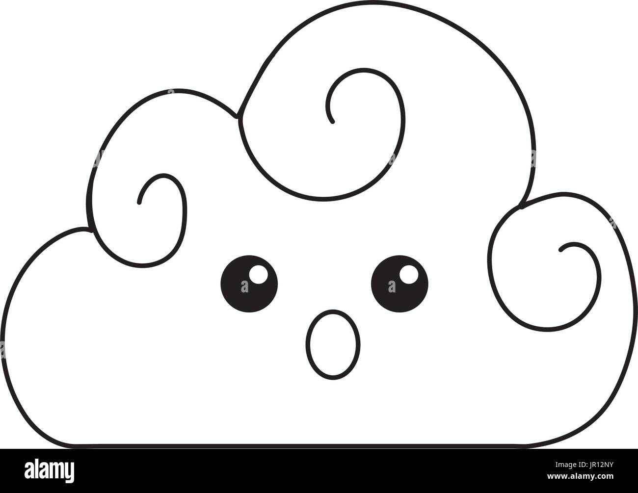 line kawaii cute surprised cloud weather Stock Vector Image & Art - Alamy