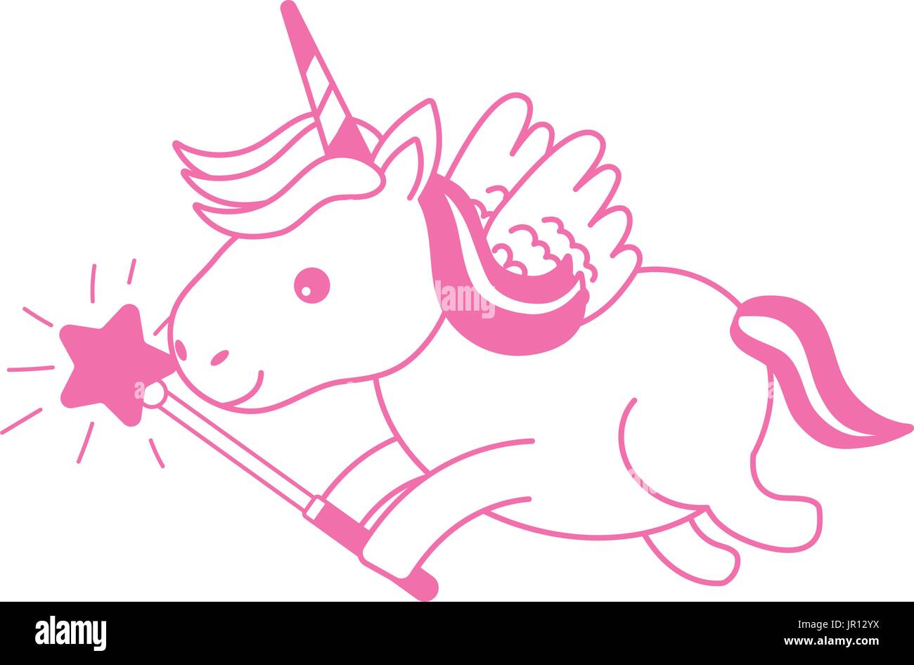 silhouette beauty unicorn with wings and magic wand Stock Vector Image ...