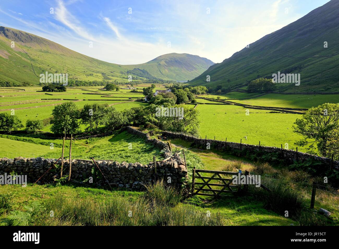 Wasdale Head on a sunny summers day Lake District National Park Cumbria England UK Stock Photo