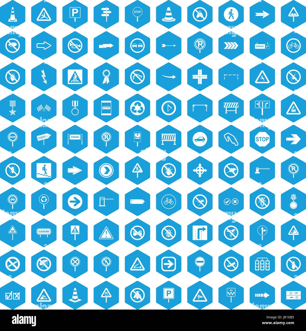100 road signs icons set blue Stock Vector Image & Art - Alamy