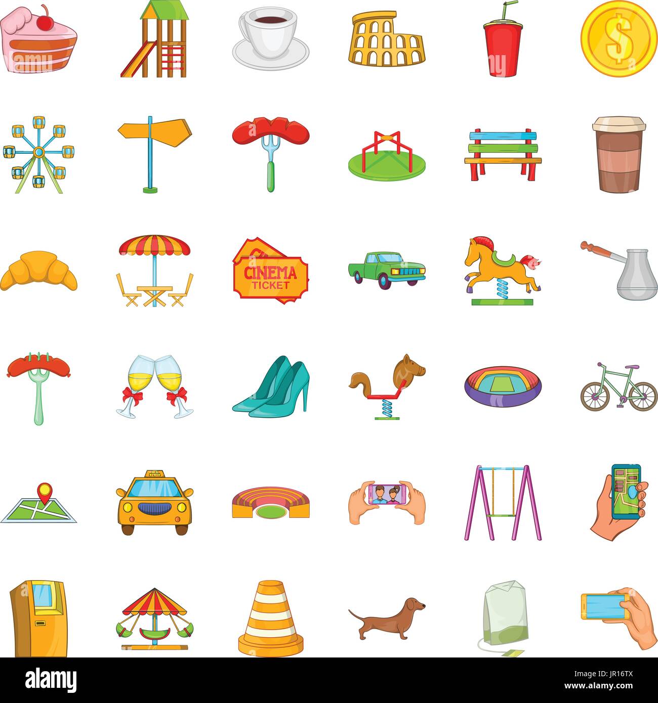 Big city icons set, cartoon style Stock Vector Image & Art - Alamy
