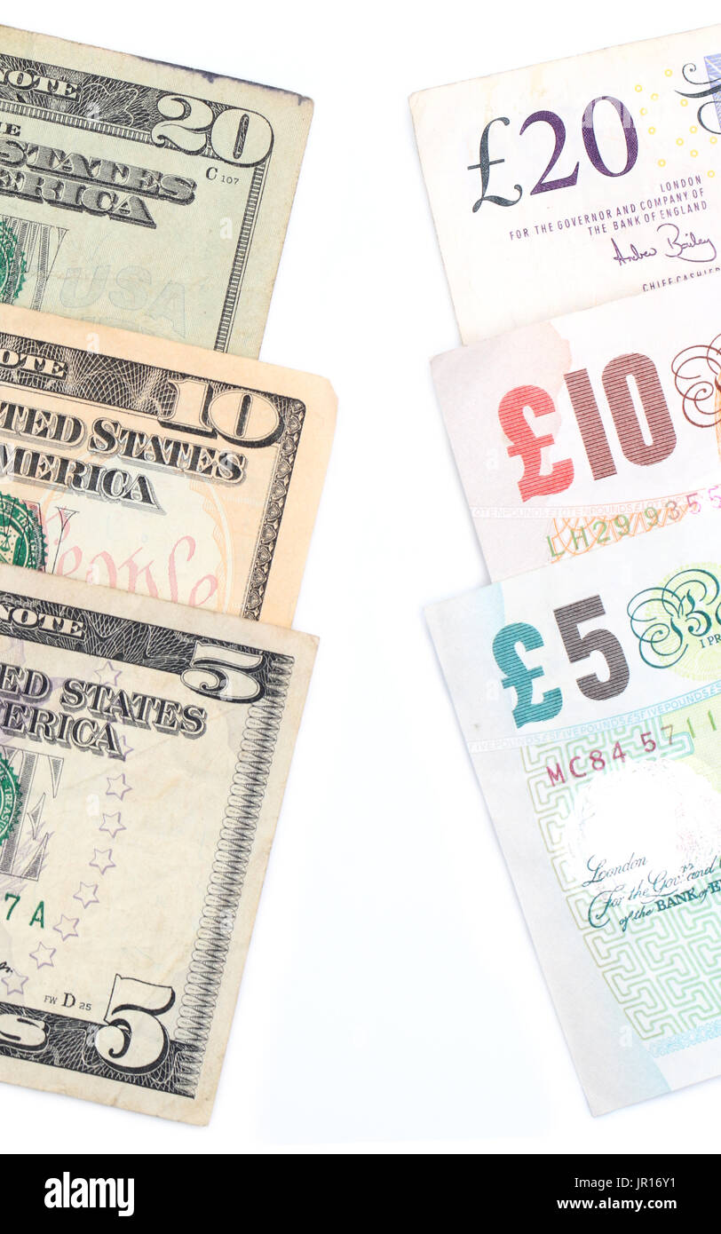 British and American money side by side Stock Photo