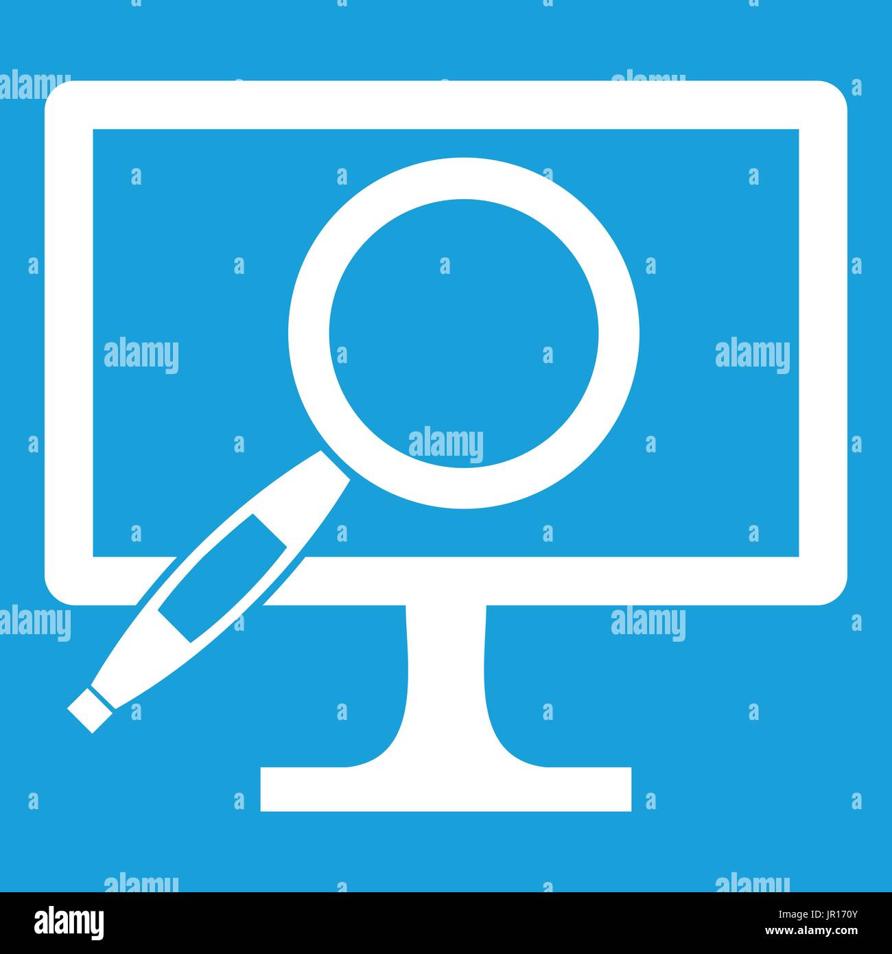 Computer monitor magnifying glass icon white Stock Vector Image & Art