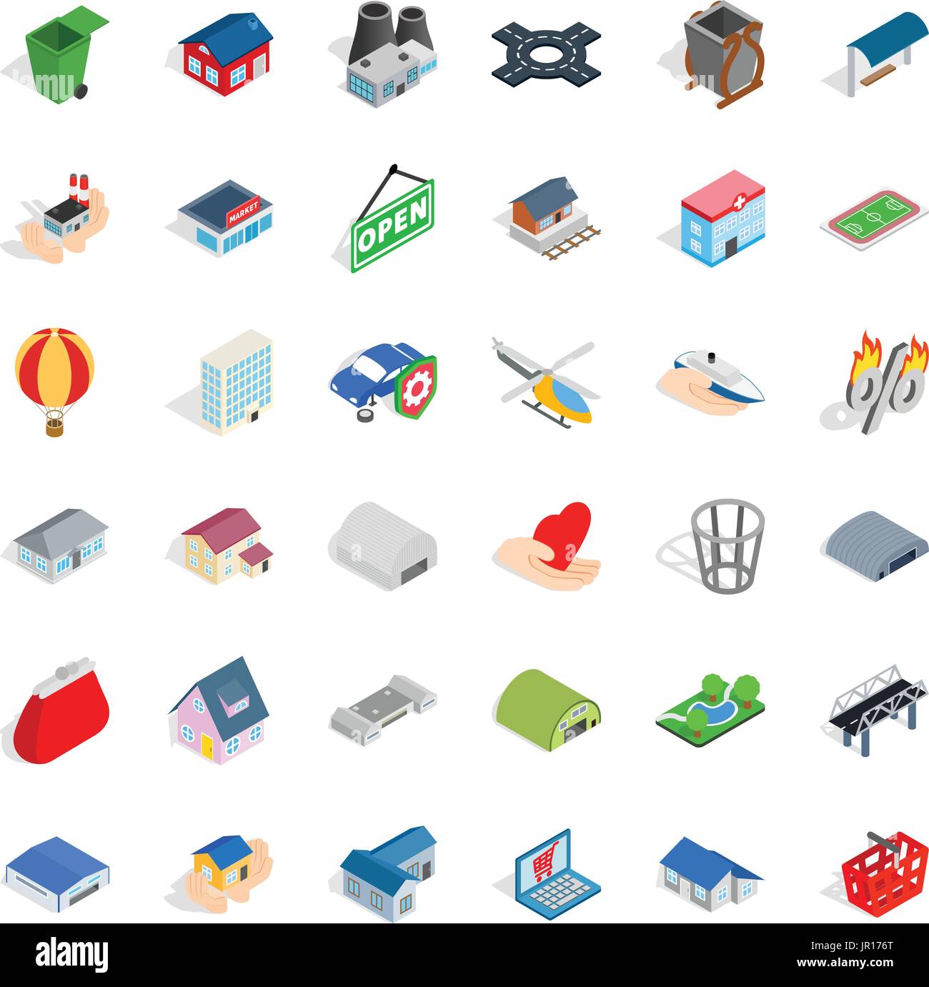 City factory icons set, isometric style Stock Vector Image & Art - Alamy