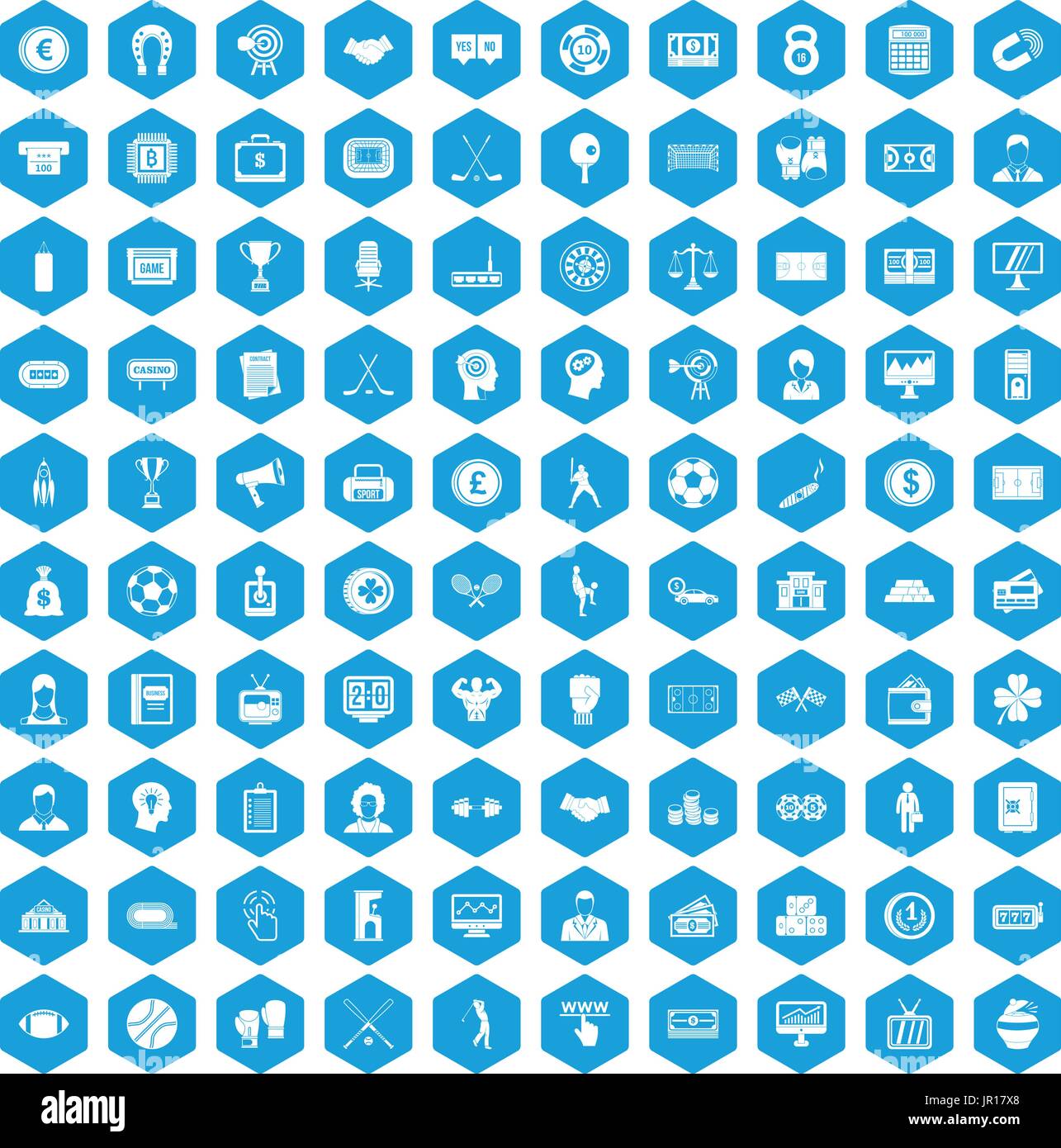 100 totalizator icons set blue Stock Vector