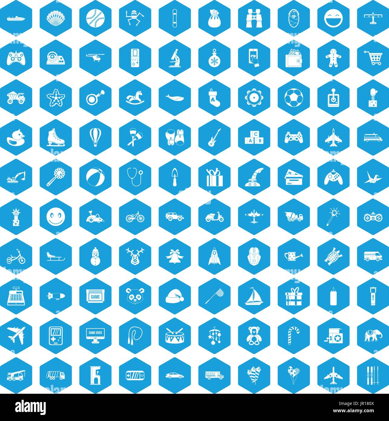 100 toys for kids icons set blue Stock Vector Image & Art - Alamy