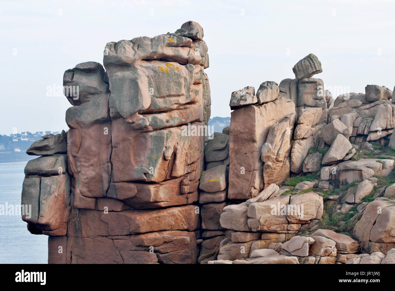 Pink Rocks France Rocks of the Pink Granite Coast, Ploumanac'h, Brittany, France Stock ...