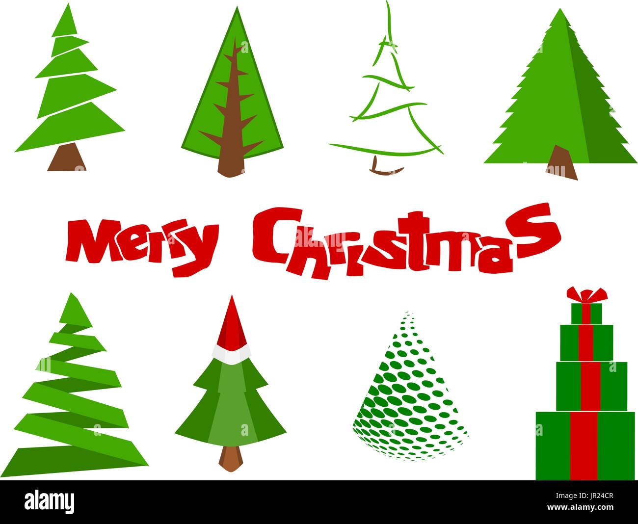 Vector illustration of different Christmas trees on white Stock Vector ...