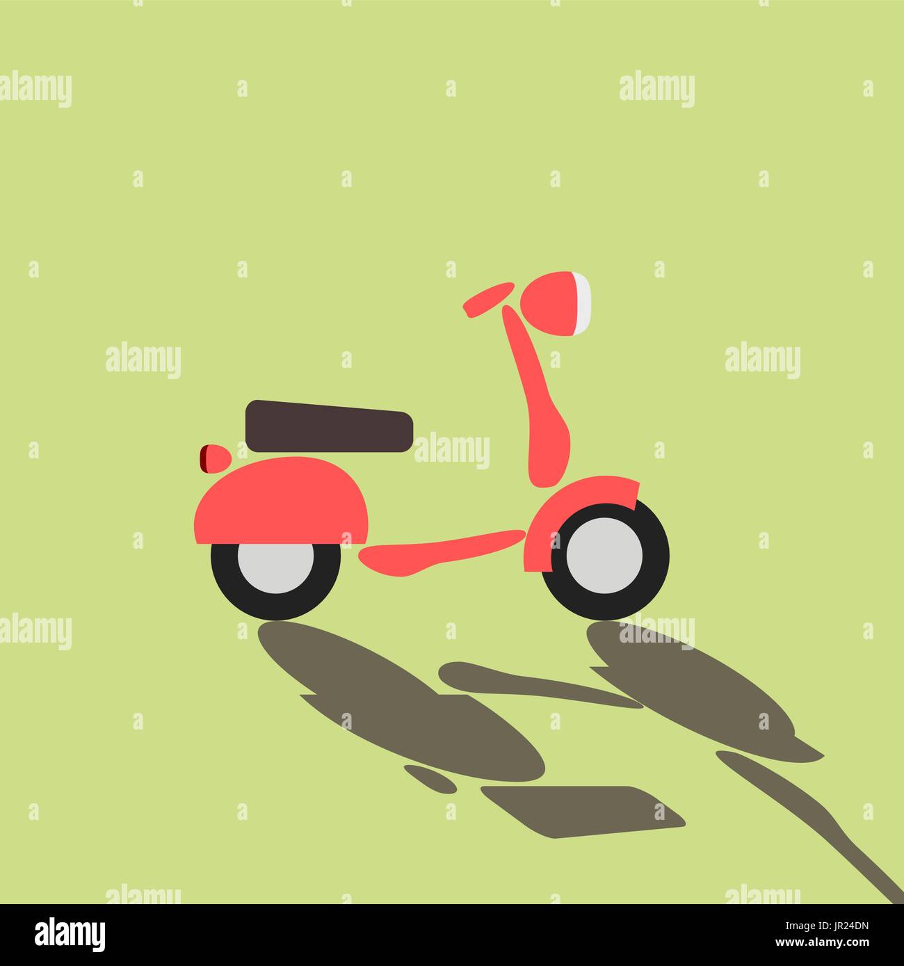 Retro scooter on a green background, vector illustration Stock Vector