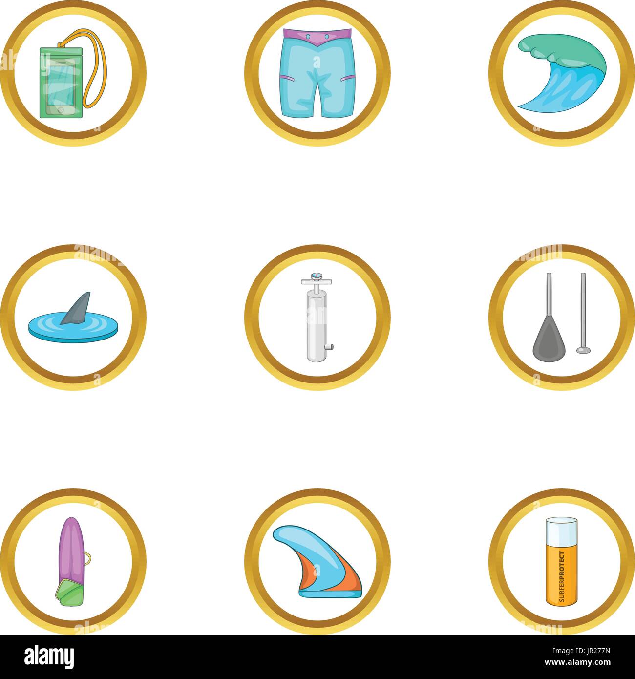 Surf icons set, cartoon style Stock Vector Image & Art - Alamy