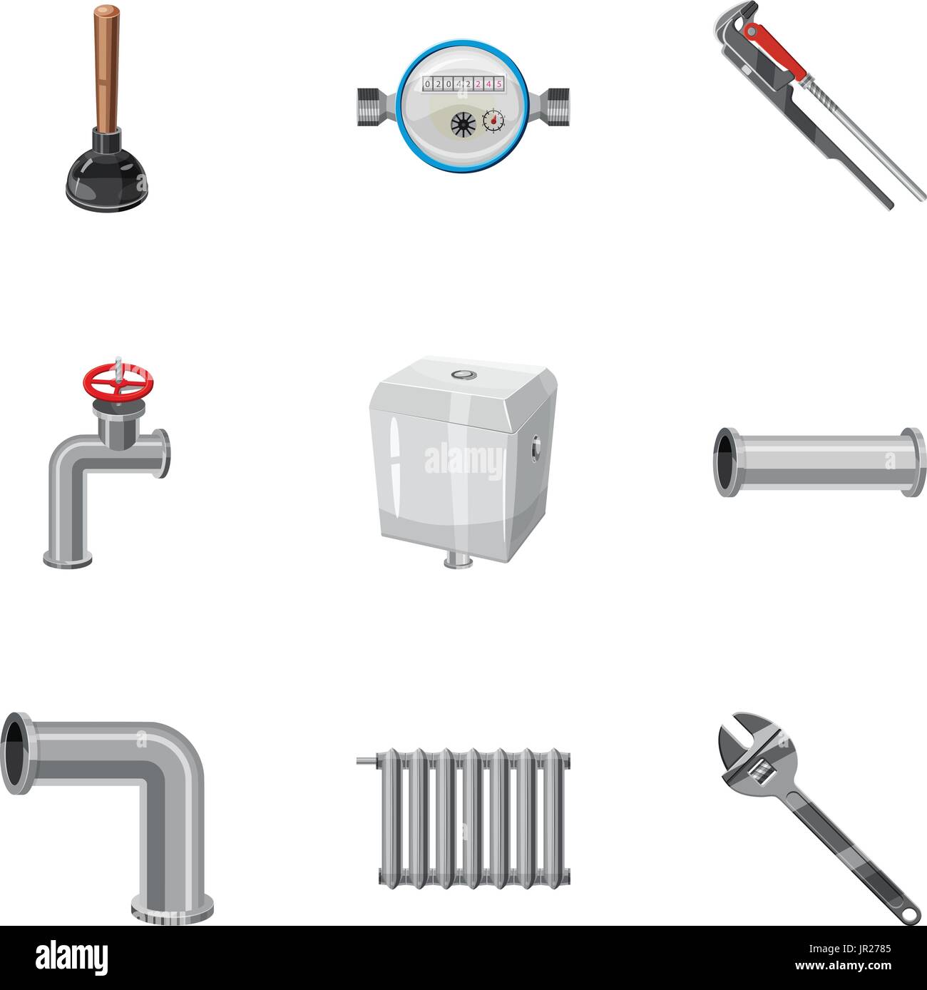 Plumbing work icons set, cartoon style Stock Vector Image & Art - Alamy