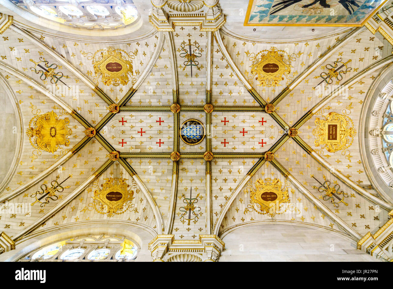Ceiling of the Chapel of the Hearts of the Princes, Château de Chantilly, Chantilly, France Stock Photo
