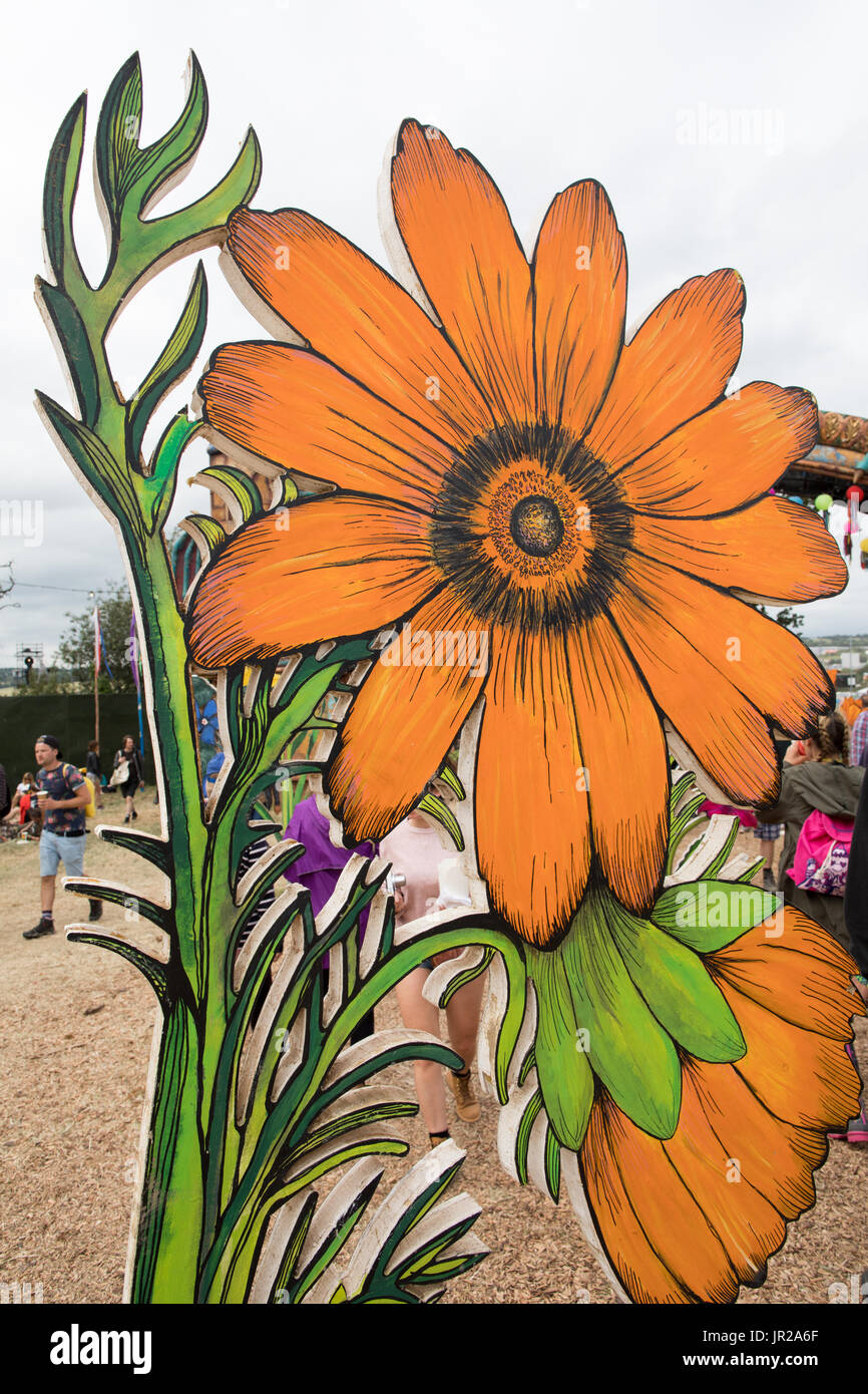Plastic Flower Glastonbury Festival UK Stock Photo Alamy