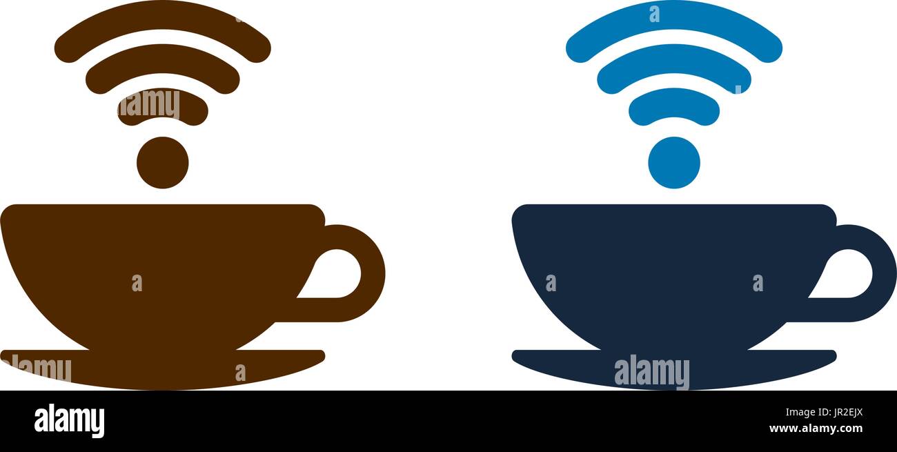 Design of wifi coffee icons on white background. Coffee cups. Isolated