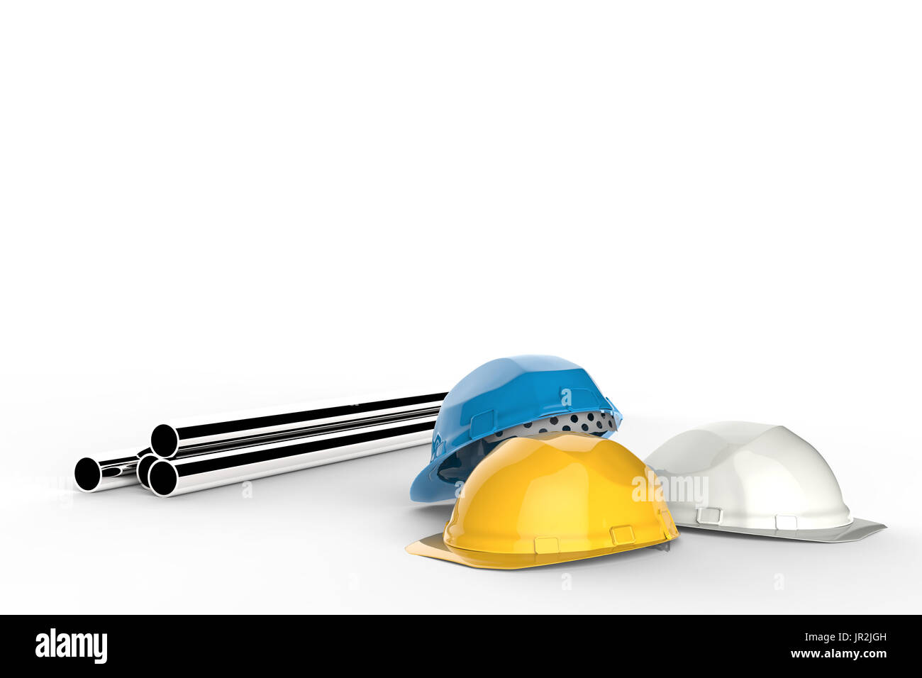 civil engineer concept with safety helmets and pipeline Stock Photo Alamy