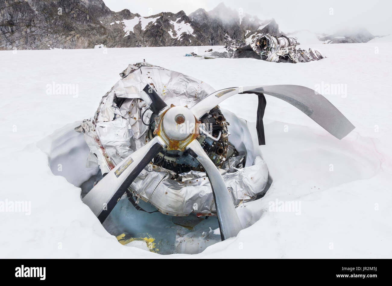 B29 Bomber Wreckage, Bomber Glacier, Hatcher Pass, Talkeetna Mountains, Southcentral Alaska, USA Stock Photo