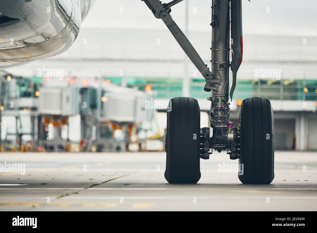 Front Wheel Of An Airplane High Resolution Stock Photography and Images