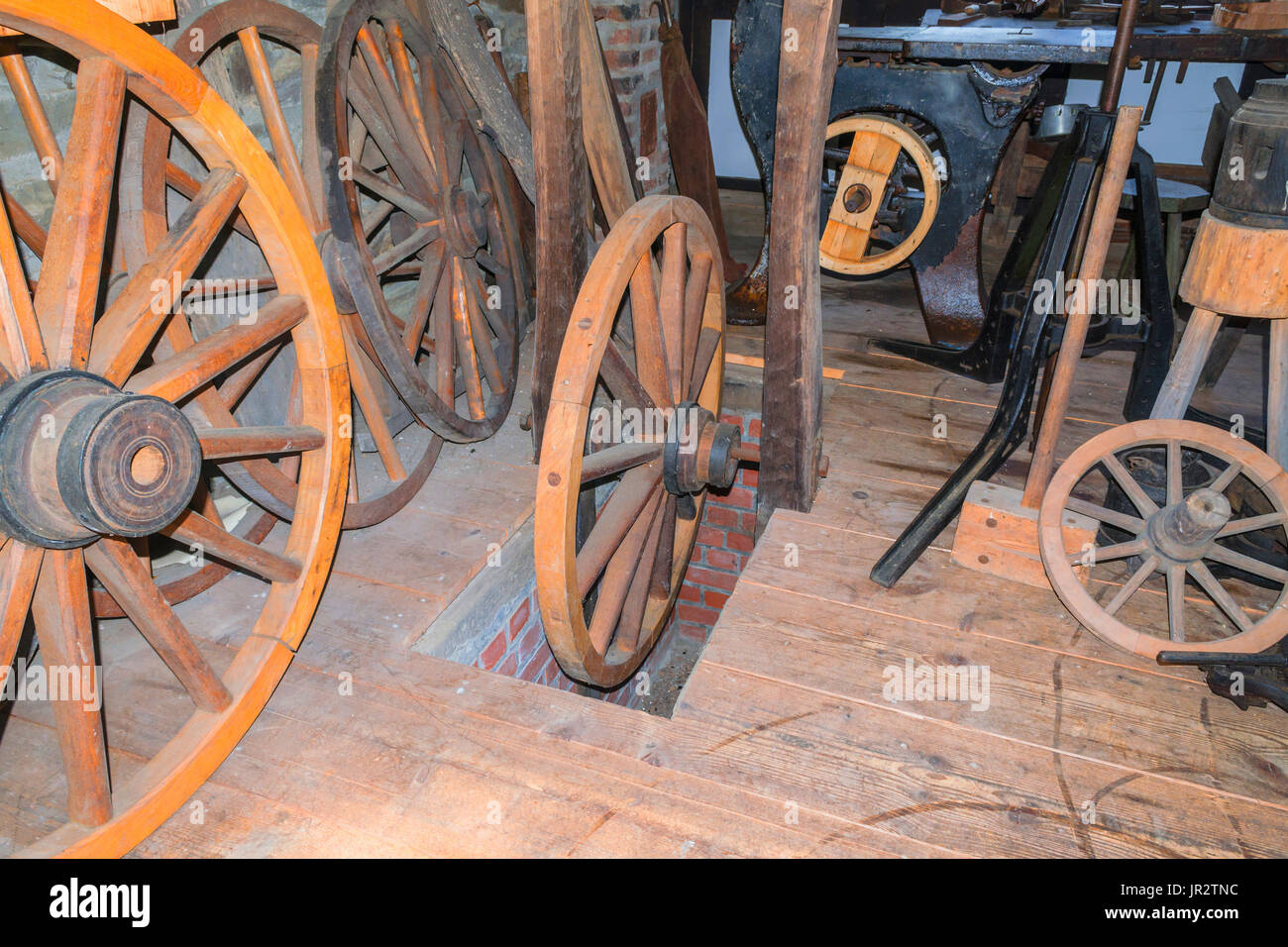 Workshop of a craft business for the production of old wagon wheels ...