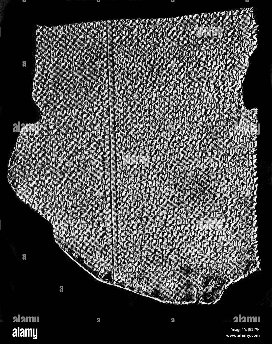 The Amarna tablets are an archive, written on clay tablets, primarily consisting of diplomatic correspondence between the Egyptian administration and its representatives in Canaan and Amurru during the New Kingdom. The Amarna letters are unusual in Egyptological research, because they are mostly written in Akkadian cuneiform, the writing system of ancient Mesopotamia, rather than that of ancient Egypt. The written correspondence spans a period of at most thirty years. The Amarna letters are of great significance for biblical studies as well as Semitic linguistics, since they shed light on the  Stock Photo