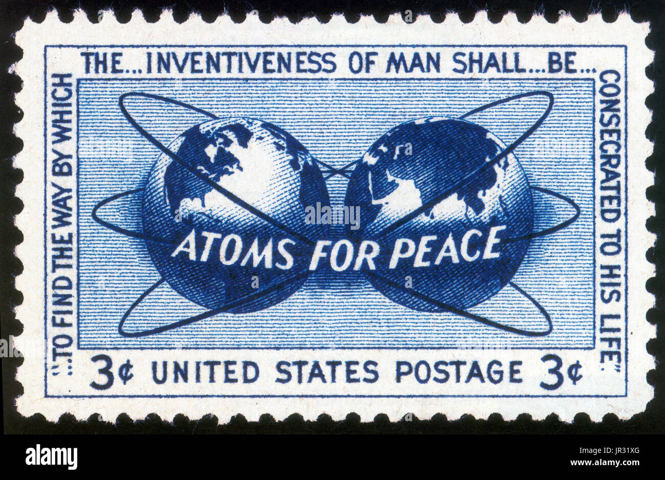 Atoms for Peace,U.S. Postage Stamp,1955 Stock Photo