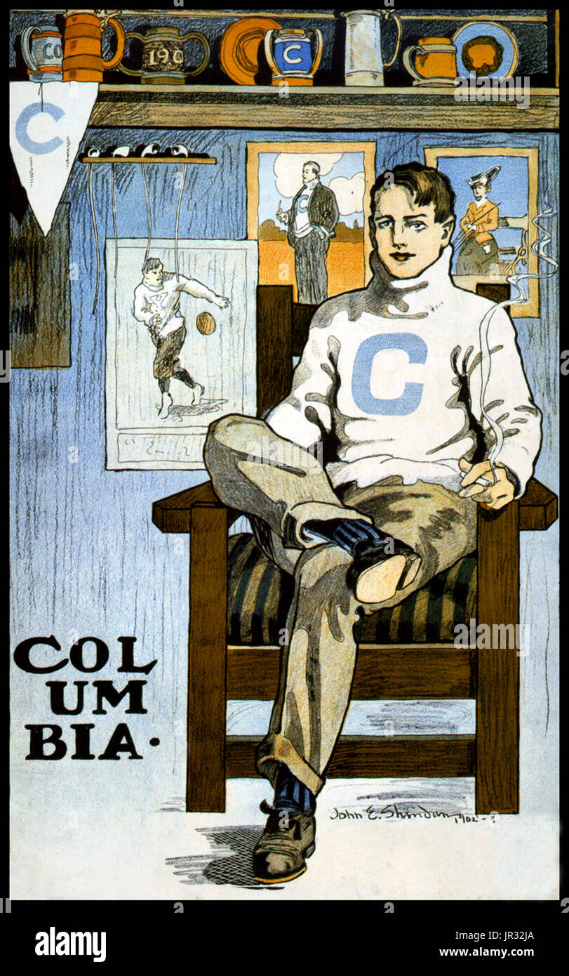 Columbia University Poster,John E. Sheridan,1902 Stock Photo
