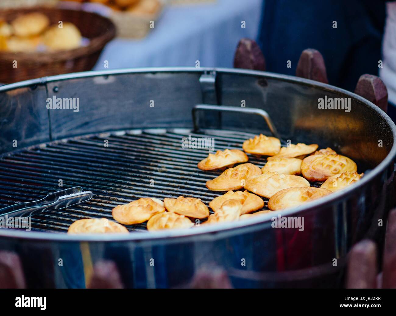 Grilled polish traditional smoked cheese made of salted sheep milk called oscypek Stock Photo