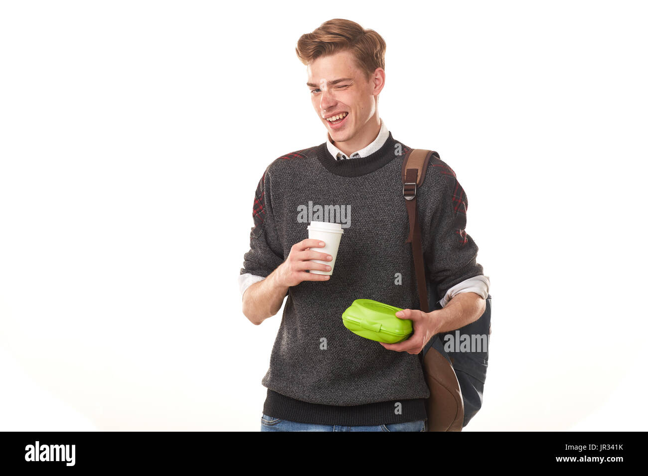 College boy about to have lunch Stock Photo
