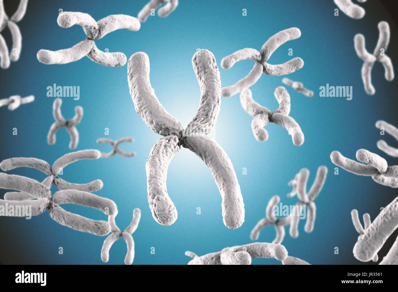 3d rendering white chromosome on blue background Stock Photo