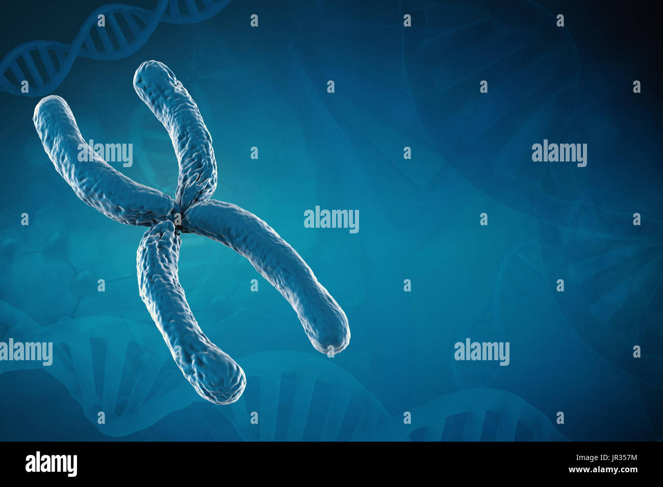 3d rendering blue chromosome on blue background Stock Photo