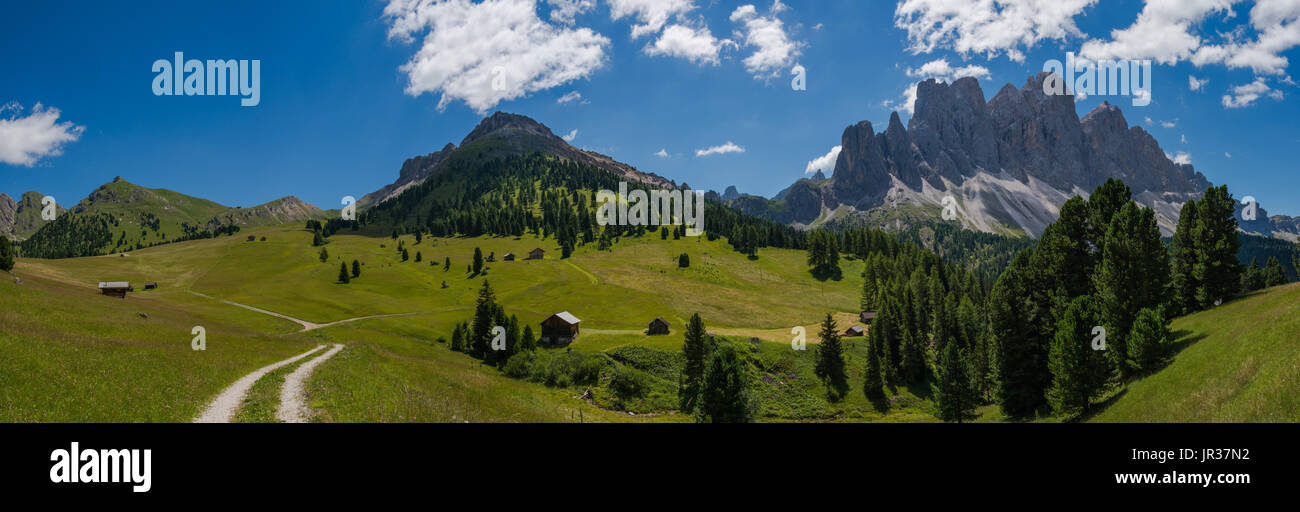 Panorama from the Natural Park Puez Odle (Geisler) in the Dolomites, Sud Tirol Alto Adige, Italy Stock Photo