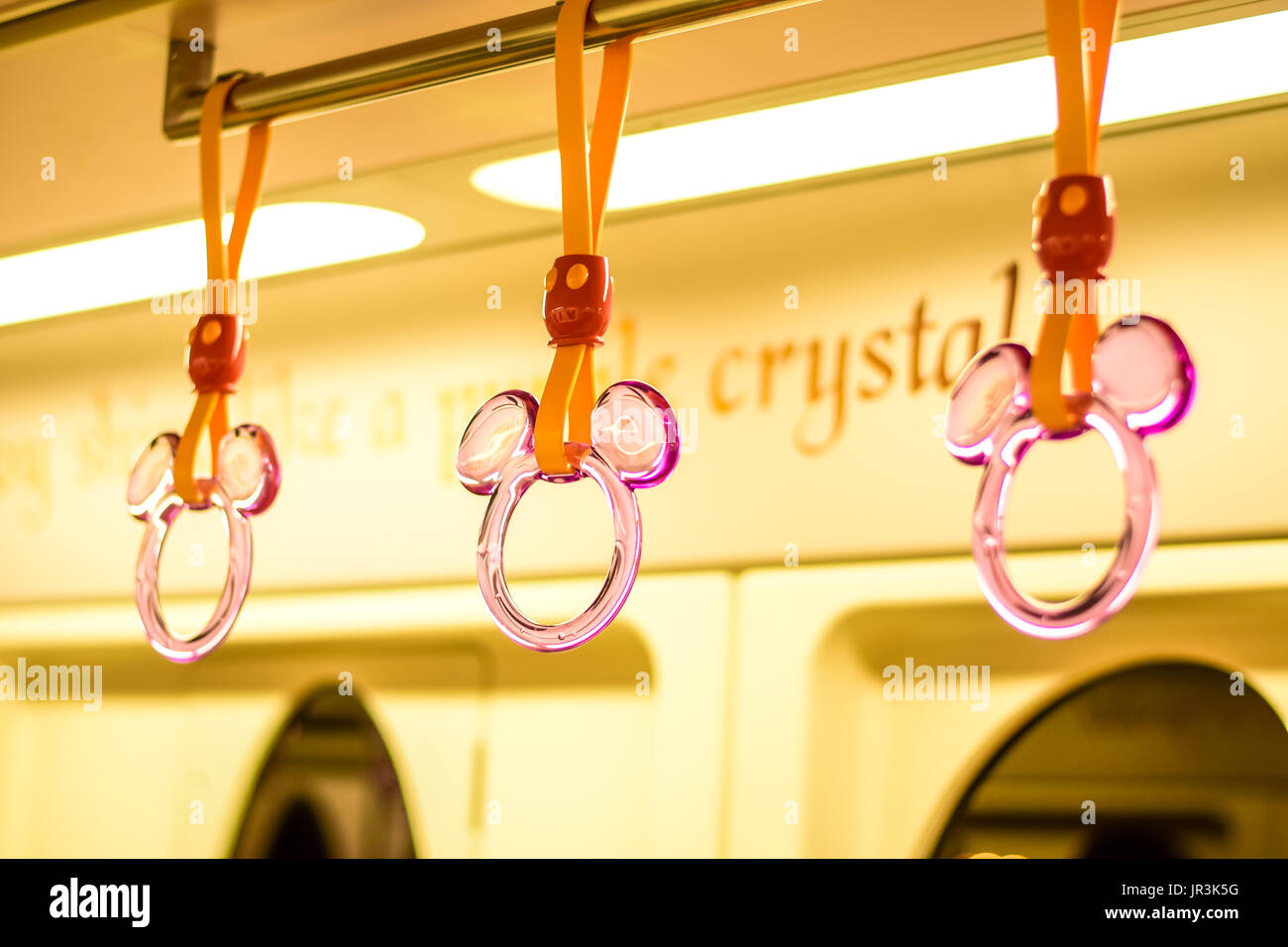 CHIBA, JAPAN: Mickey Mouse armrest in Tokyo Disneyland Resort monorail, Urayasu, Chiba, Japan Stock Photo