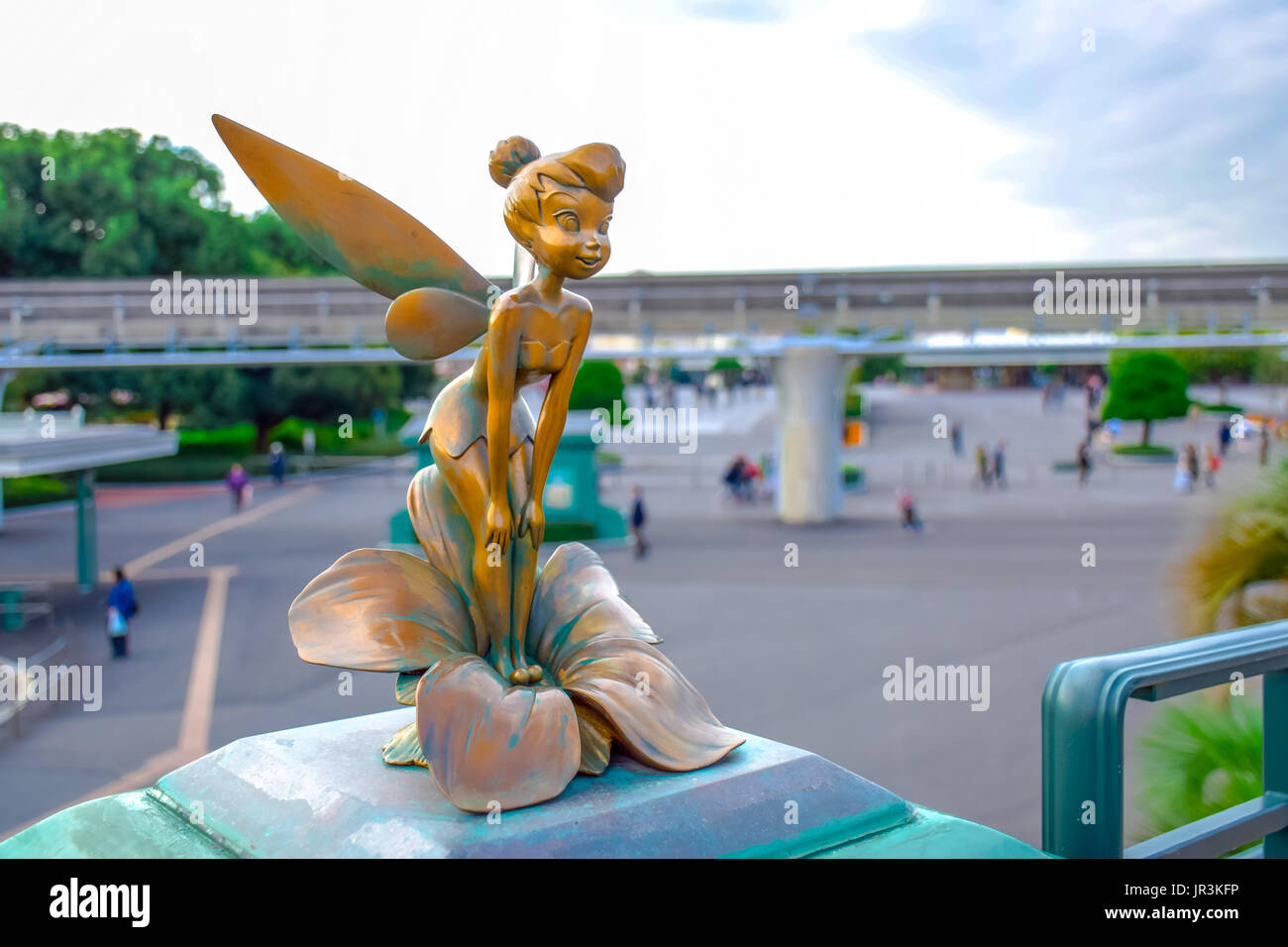 CHIBA, JAPAN: Tinker Bell small statue decorated at the entrance of Tokyo Disney Resort, Urayasu, Japan Stock Photo