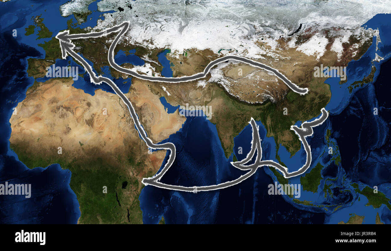 One Belt One Road route map Stock Photo