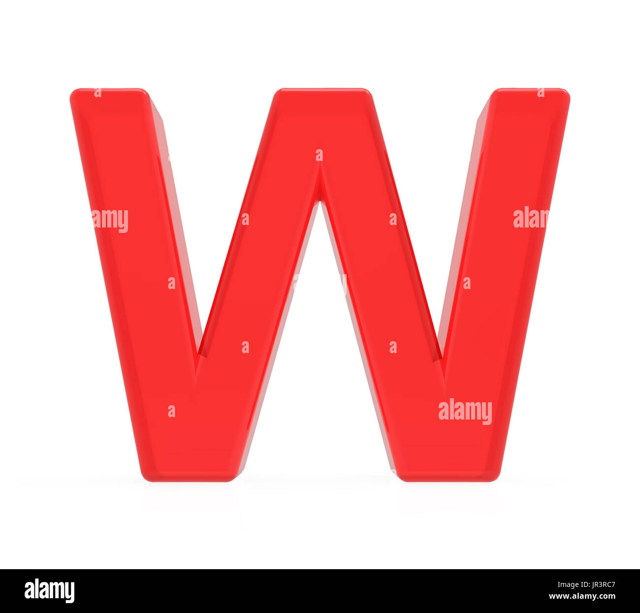 red letter W, 3D rendering graphic isolated on white background Stock ...