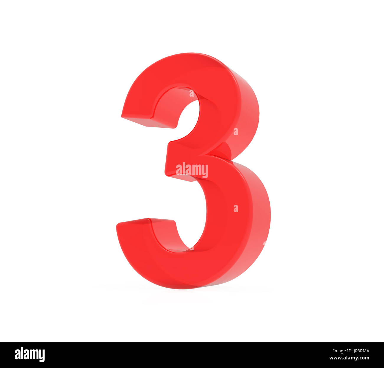red number 3, 3D rendering graphic isolated on white background Stock ...