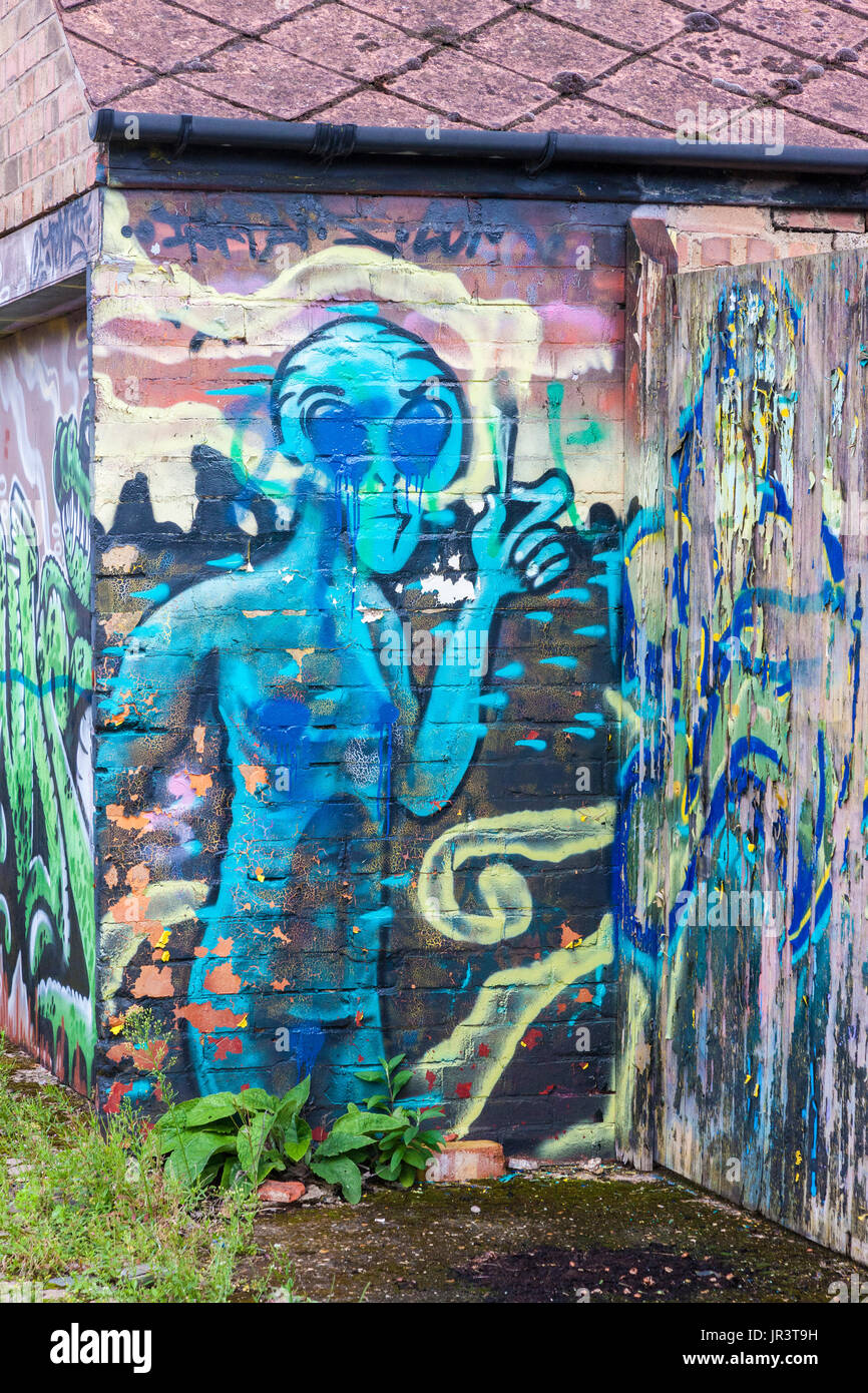 Northampton Street Art In Allyway On Garage Doors Stock Photo