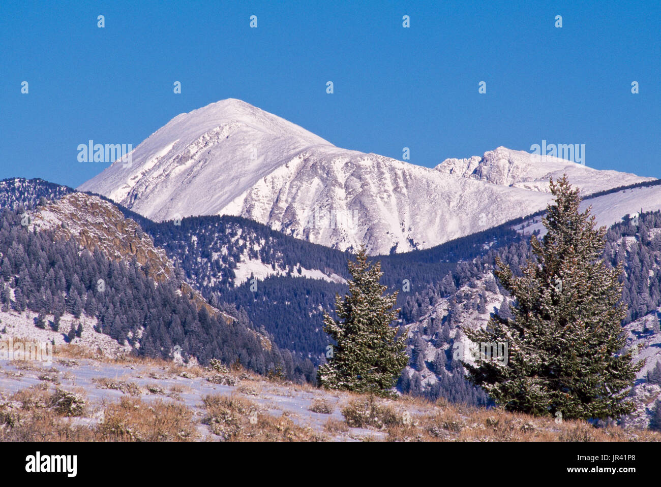 winter snow on torrey mountain and foothills in the pioneer mountains