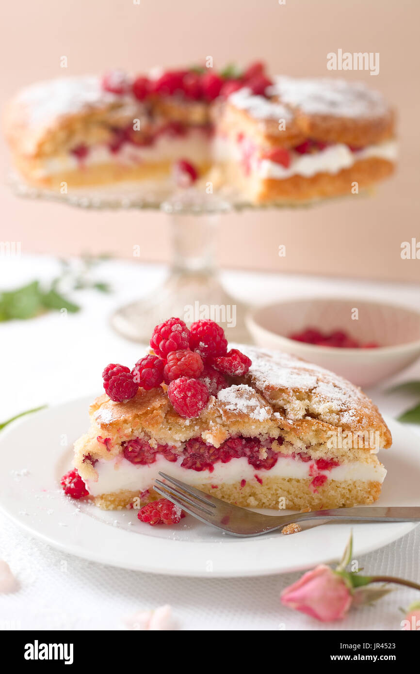 homemade-biscuit-cake-filled-with-cream-and-raspberry-stock-photo-alamy