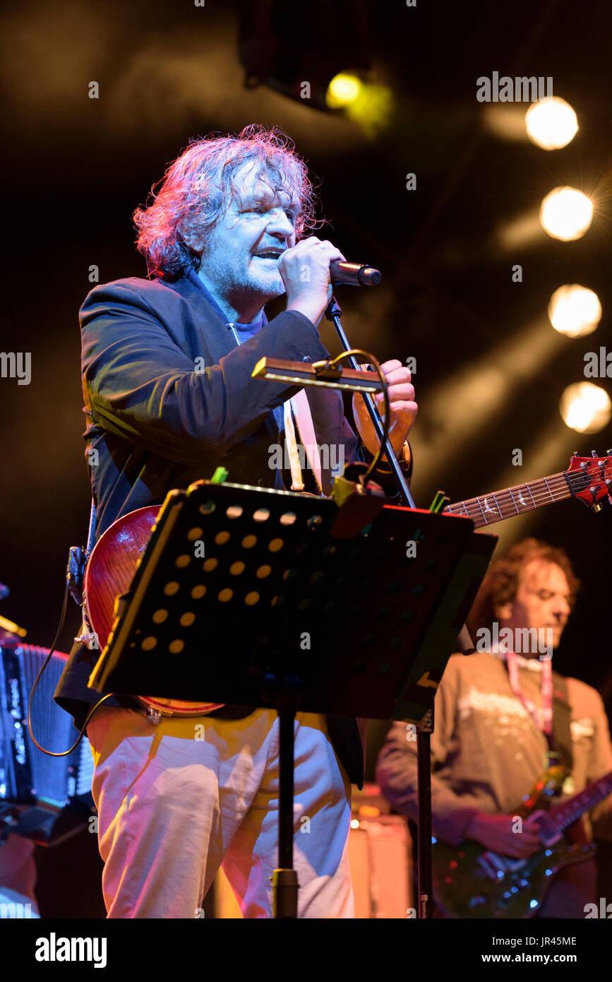 Emir Kusturica and the No Smoking Orchestra performing at the WOMAD Festival, Charlton Park, Malmesbury, Wiltshire, England, July 28, 2017 Stock Photo